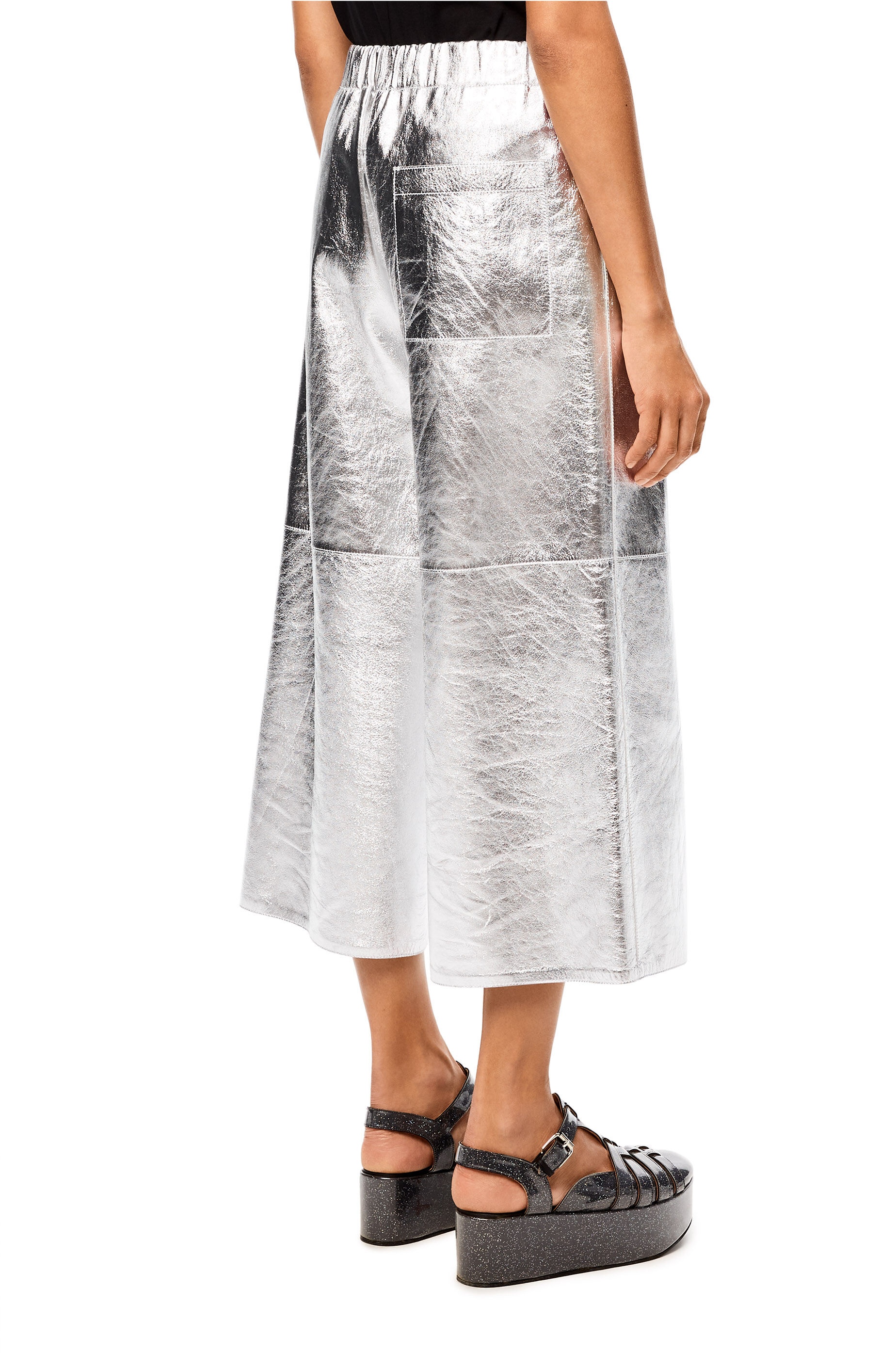 Cropped elasticated trousers in nappa - 4