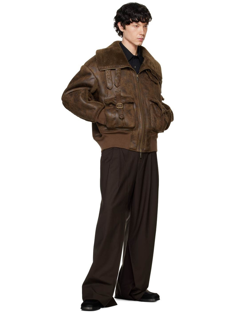 Brown Zip Faux-Leather Jacket 5