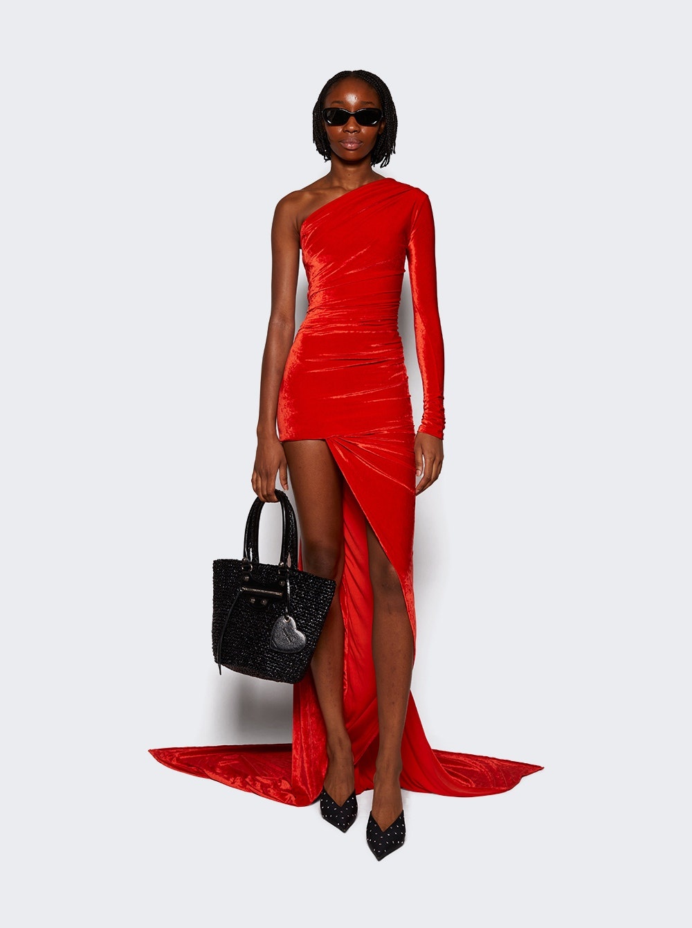 ワンピース BALENCIAGA DRESSES RED Balenciaga Draped Body-Con Asymmetric Mini Dress - Bergdorf