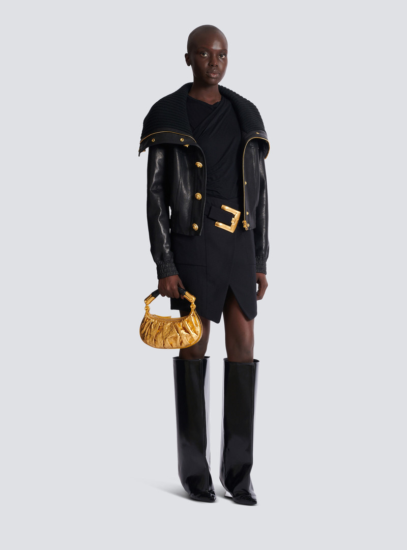Balmain Lambskin and knit bomber jacket outlook