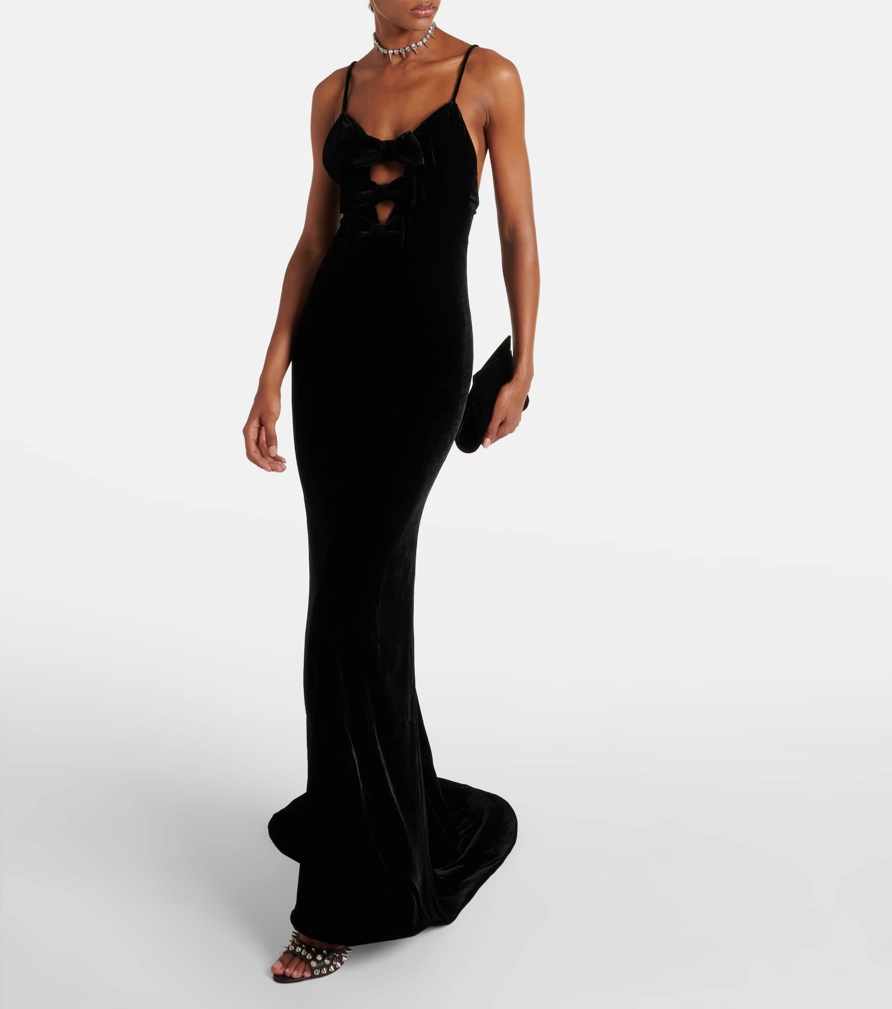 Bow-detail velvet gown - 2