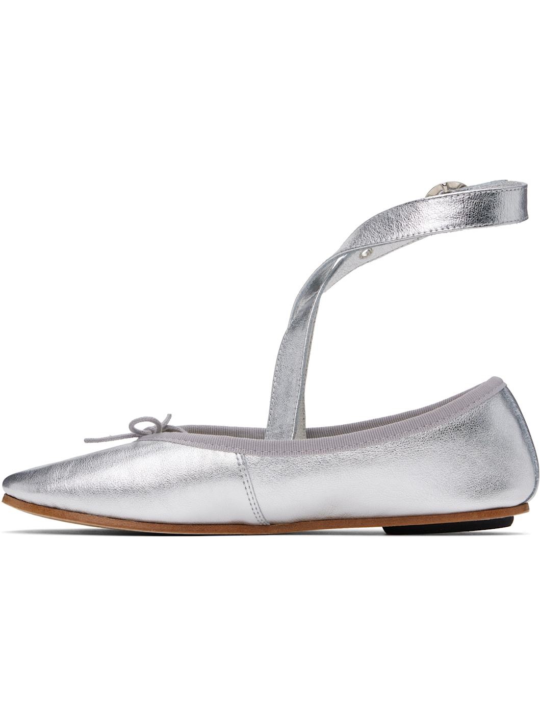 Silver Sophia Belt Ballerina Flats - 3
