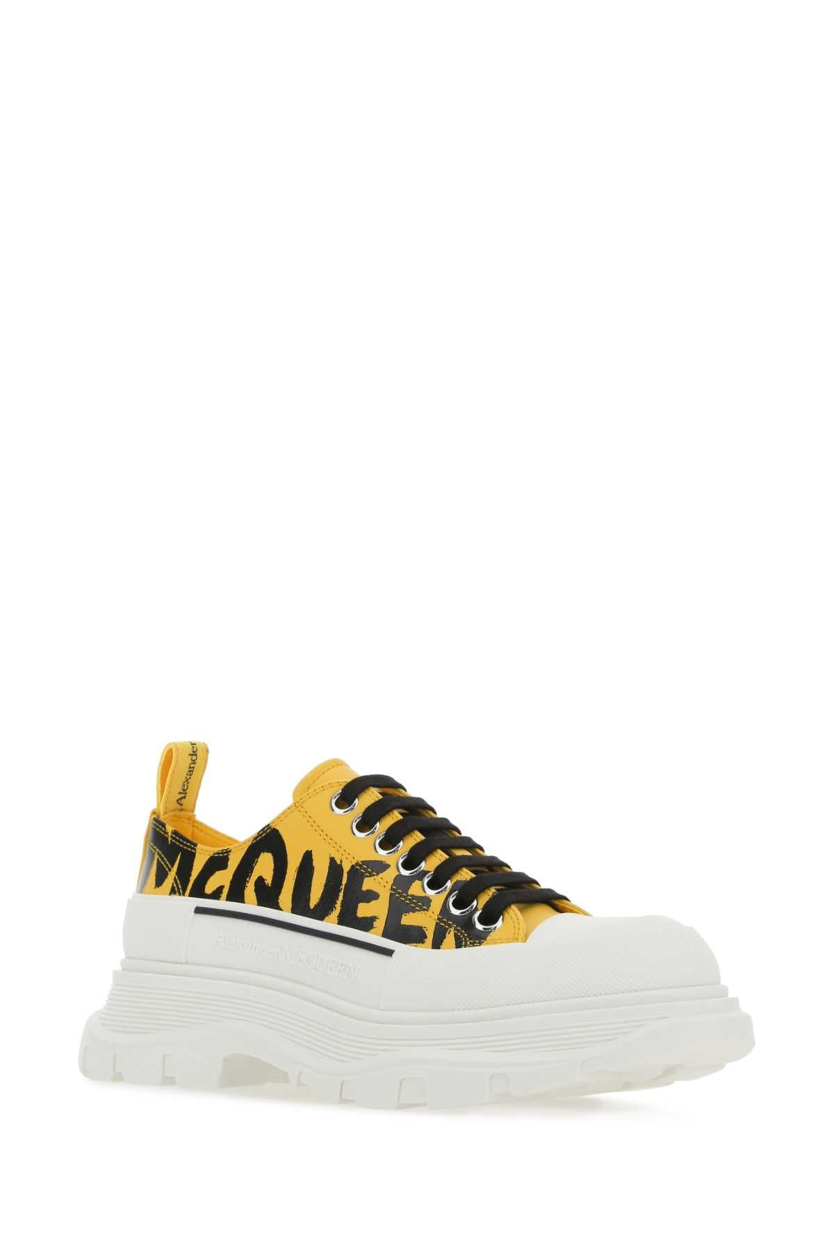 Alexander Mcqueen Women Yellow Leather Tread Slick Sneakers - 2