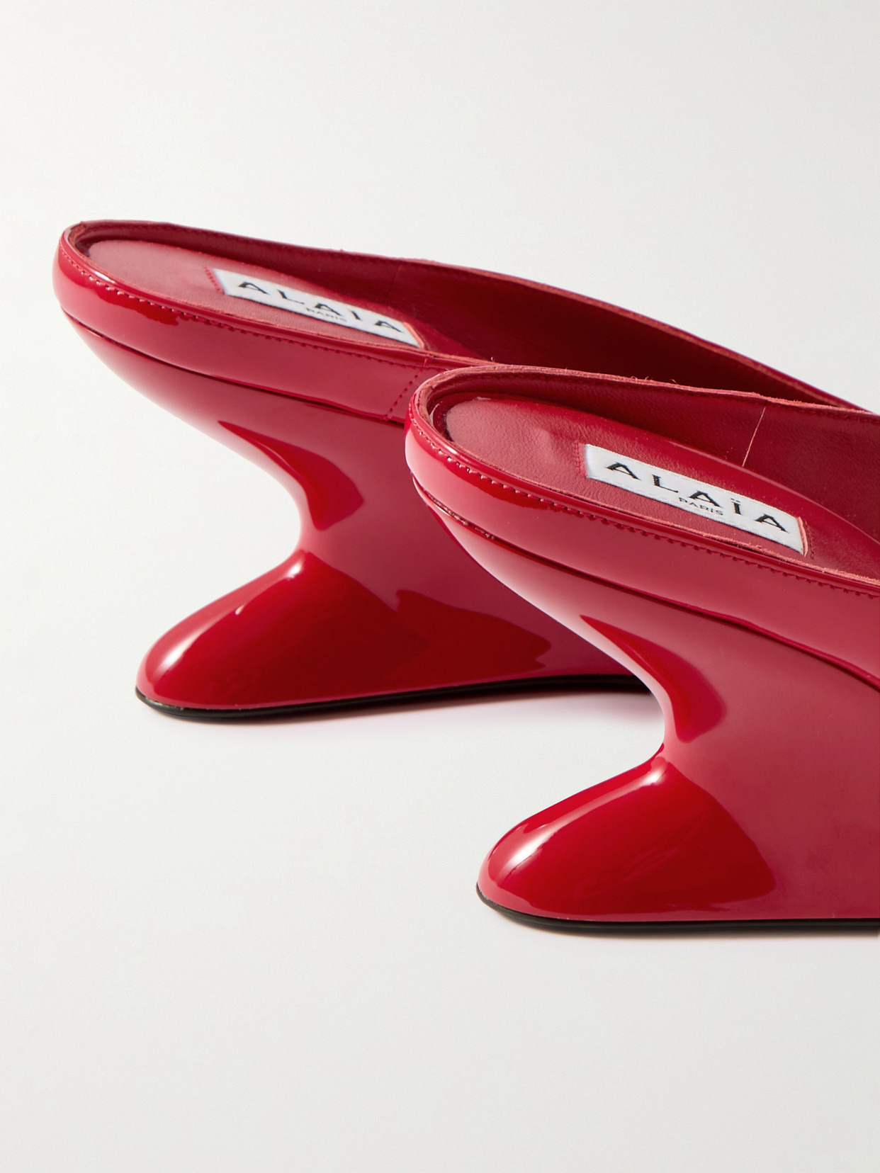 Patent-leather Wedge Mules - 4