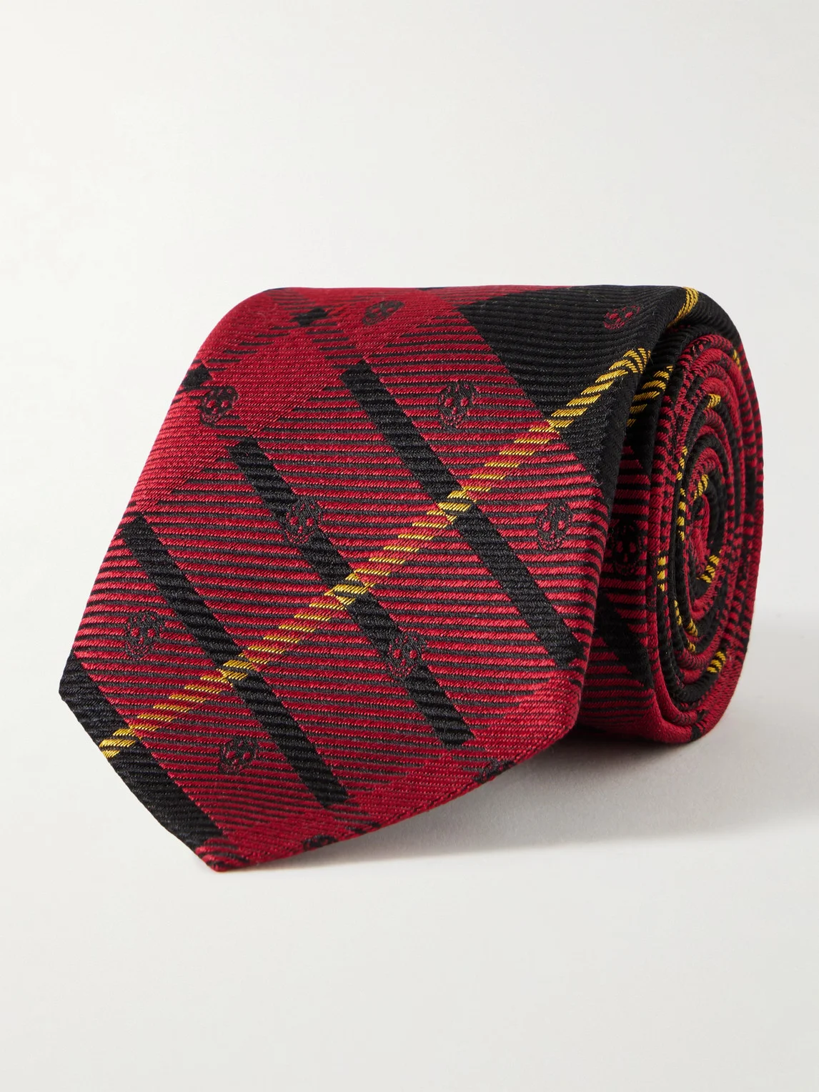 8cm Logo-Embroidered Checked Silk Tie - 1