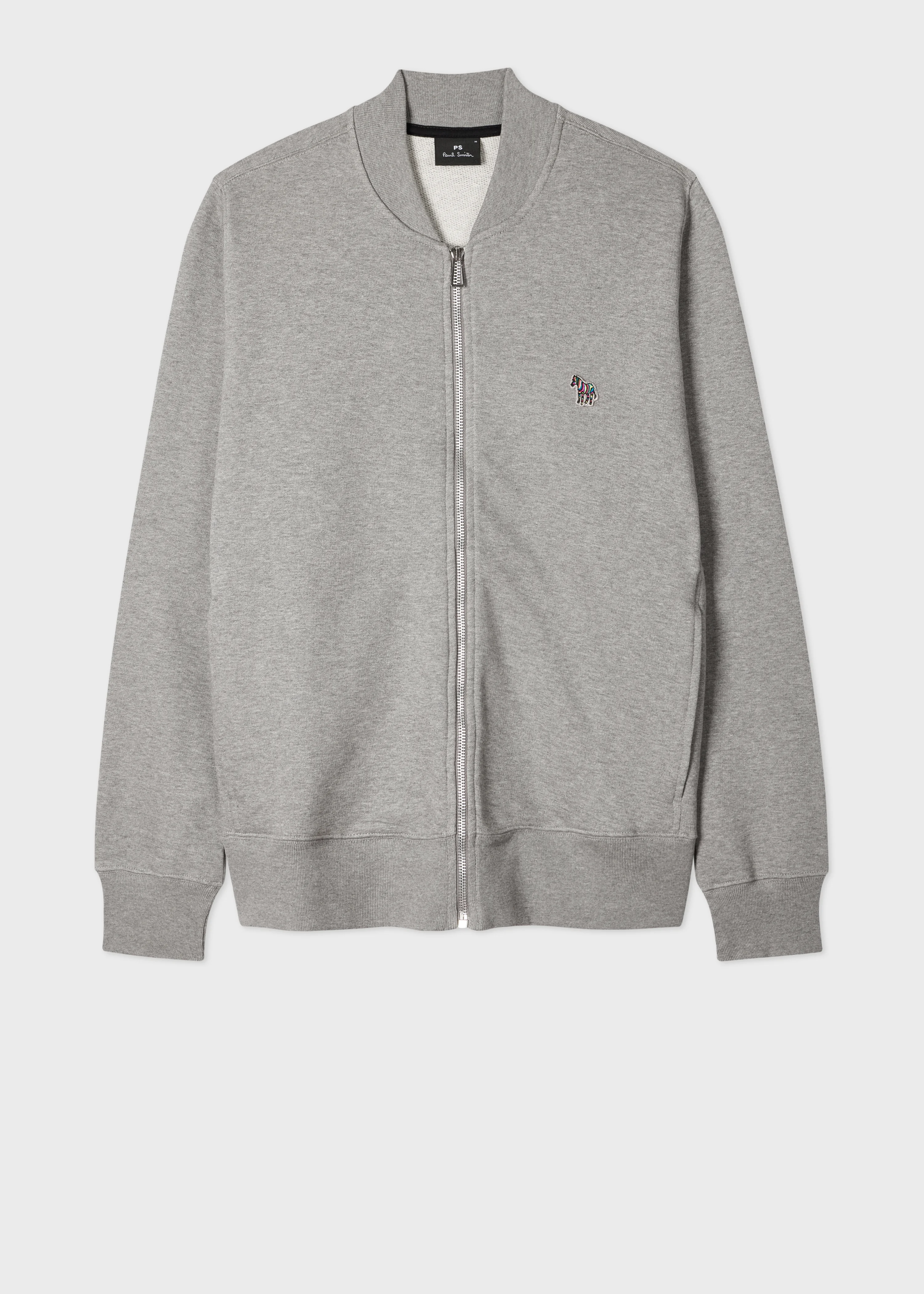 Grey Marl Zebra Logo Organic Cotton Bomber Jacket - 1