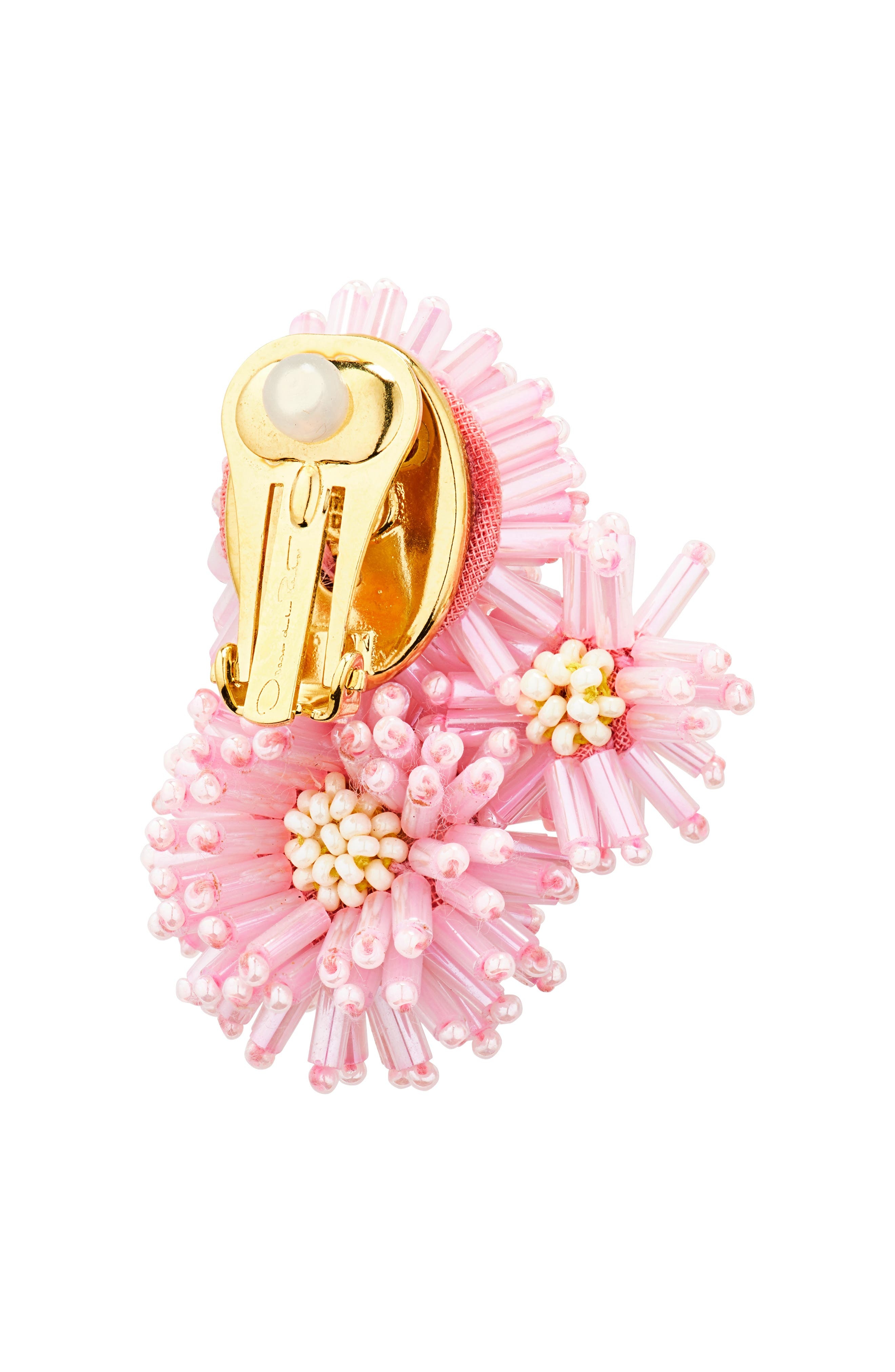 Oscar de la Renta Beaded Pompom Flower Clip-On Earrings in Lily at Nordstrom - 4