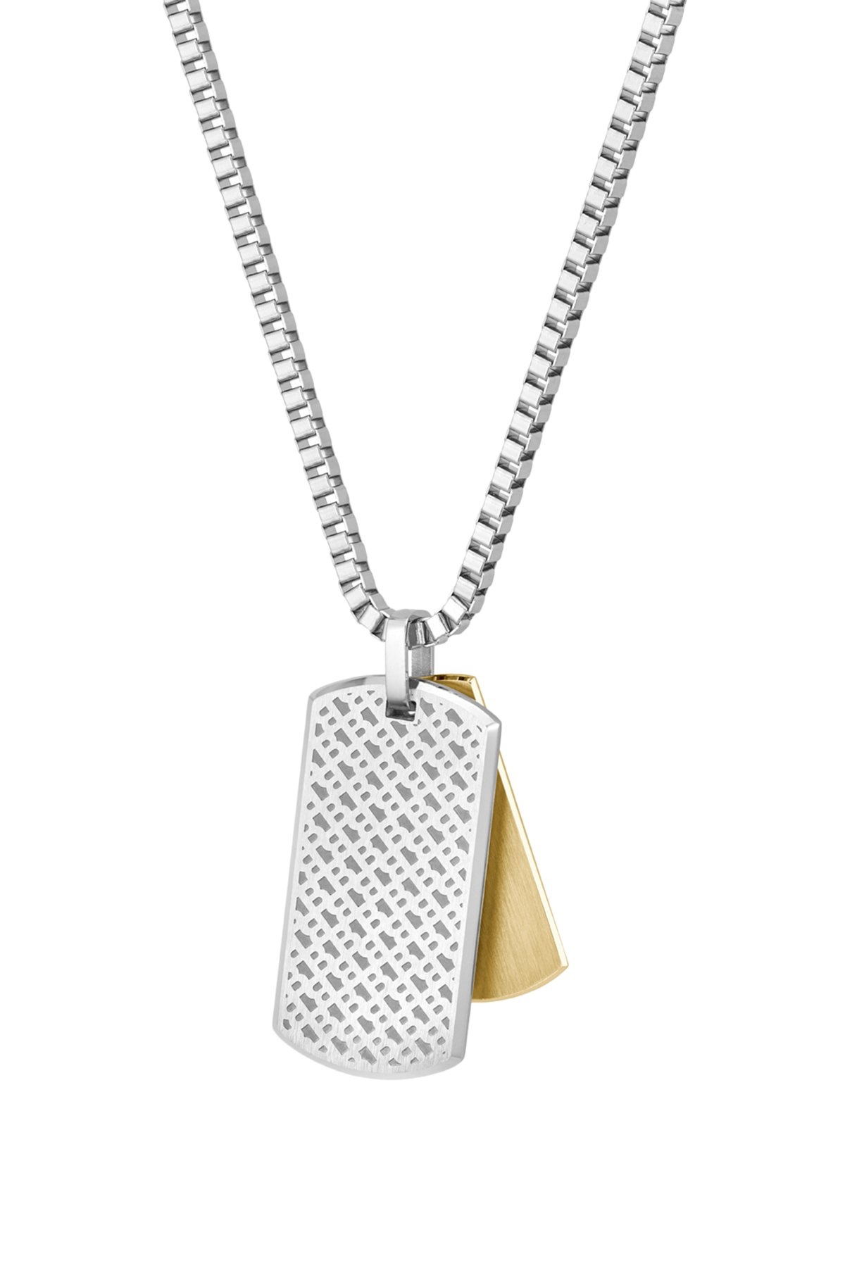 BOX-CHAIN NECKLACE WITH BRANDED DOUBLE-TAG PENDANT - 2