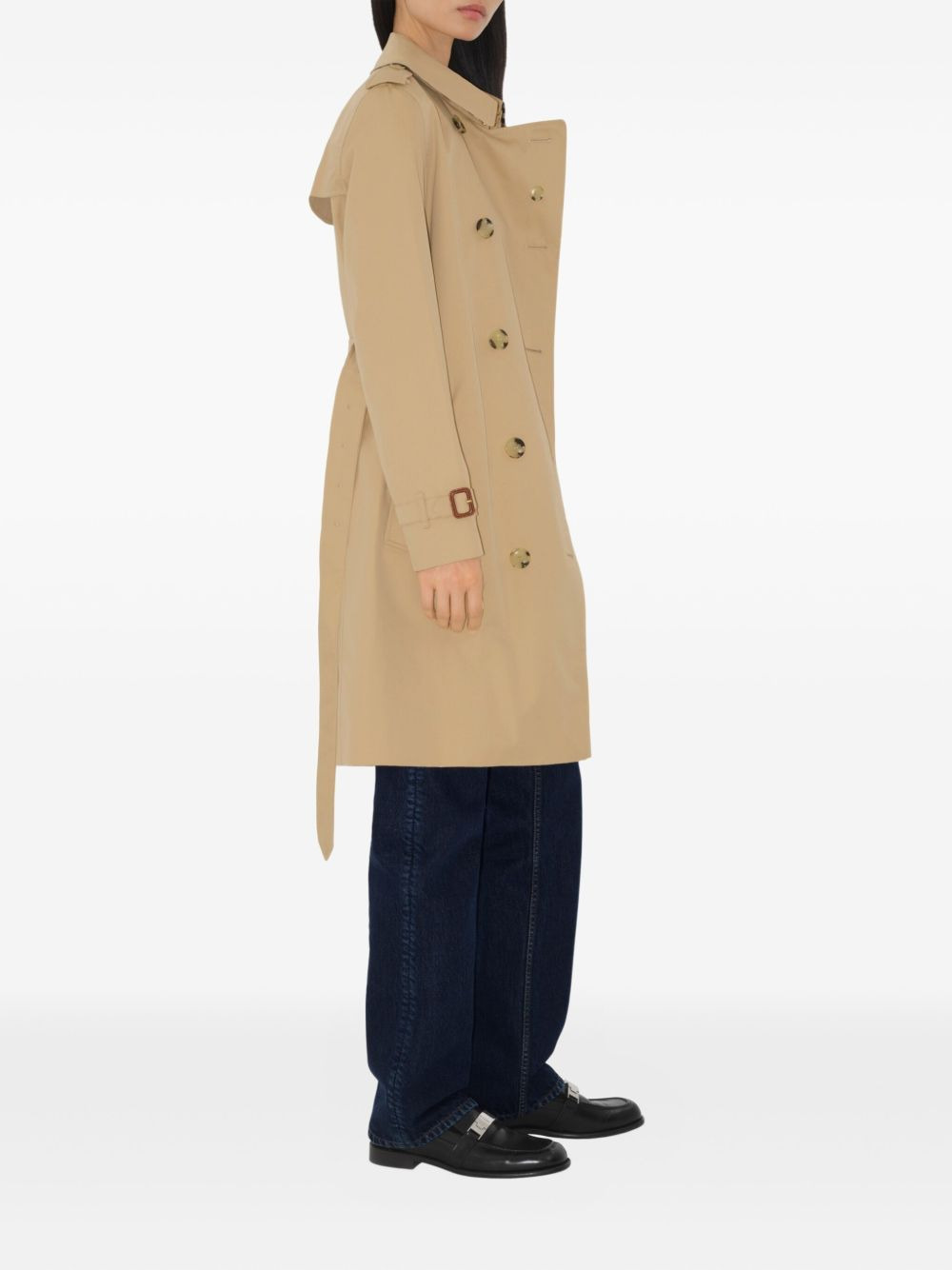 double-breasted belted trench coat - 3