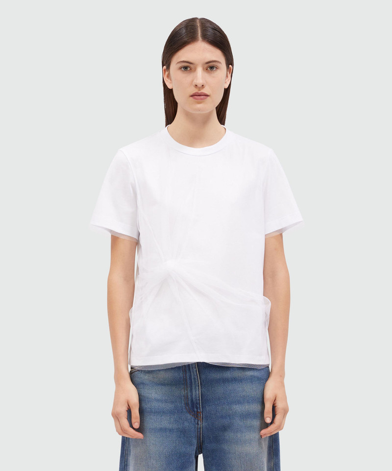 MSGM White cotton and tulle T-Shirt outlook