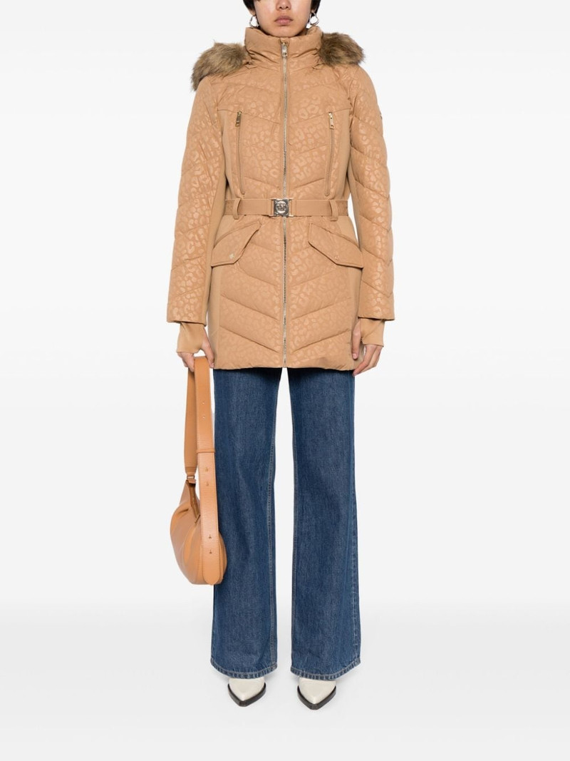 MICHAEL KORS leopard-print padded parka coat outlook