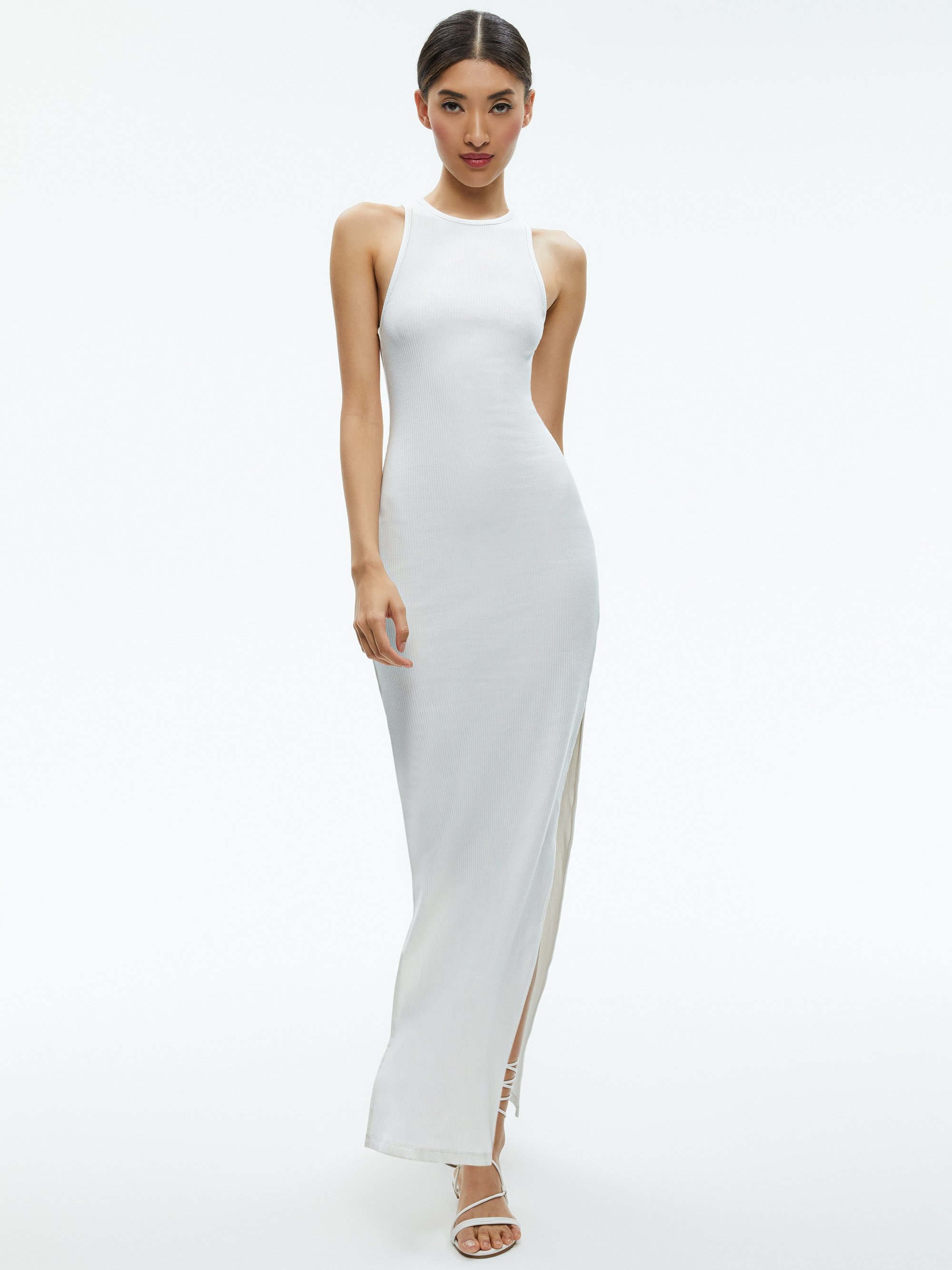 PANIA RACERBACK RIBBED SIDE SLIT MAXI DRESS - 6