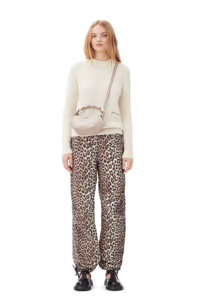 GANNI LEOPARD WASHED COTTON CANVAS DRAWSTRING TROUSERS outlook