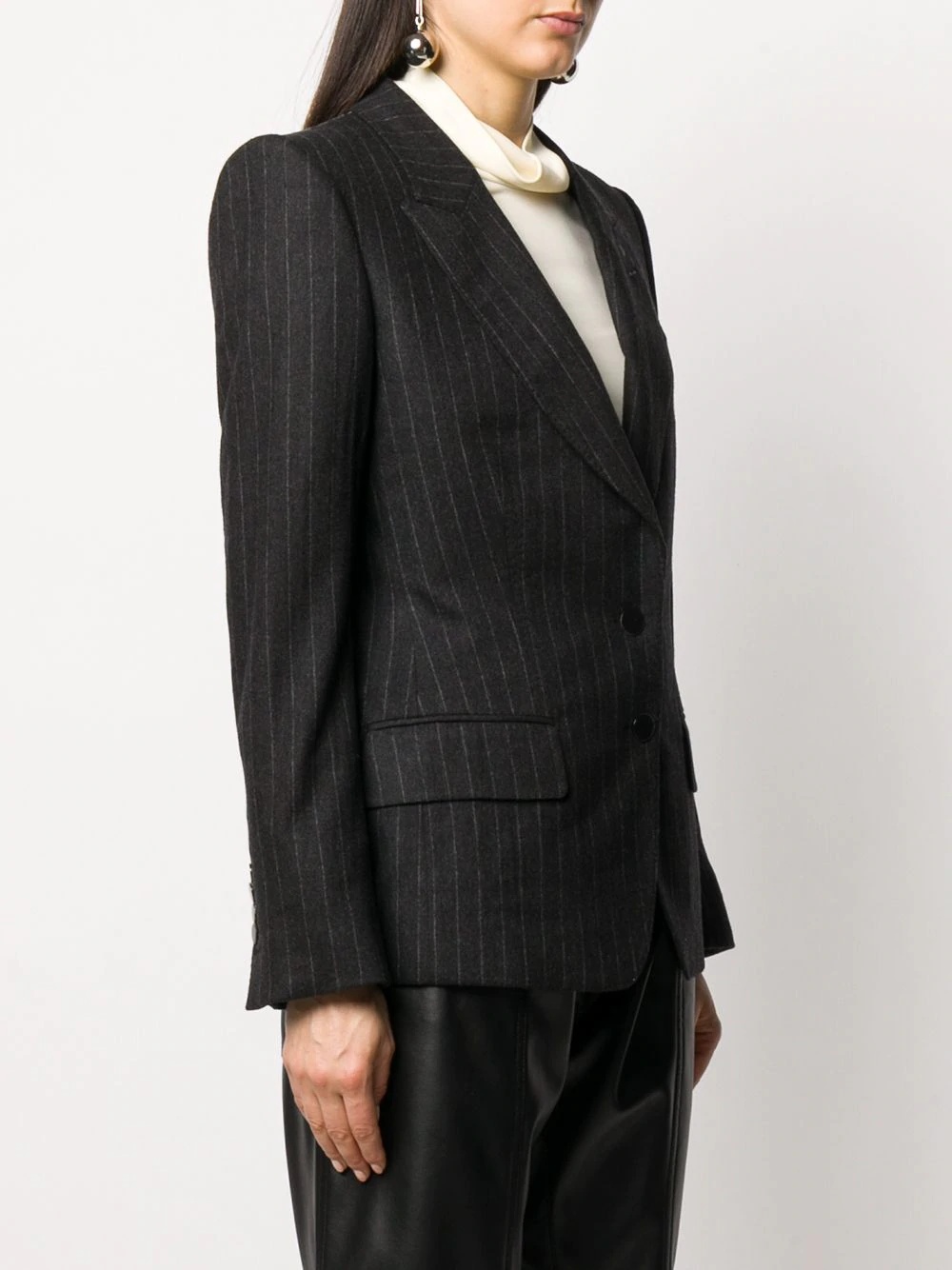 single-breasted pinstripe blazer - 3