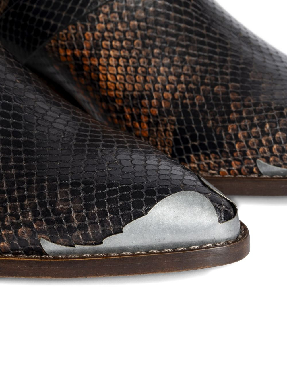 snakeskin-effect buckle boots - 5