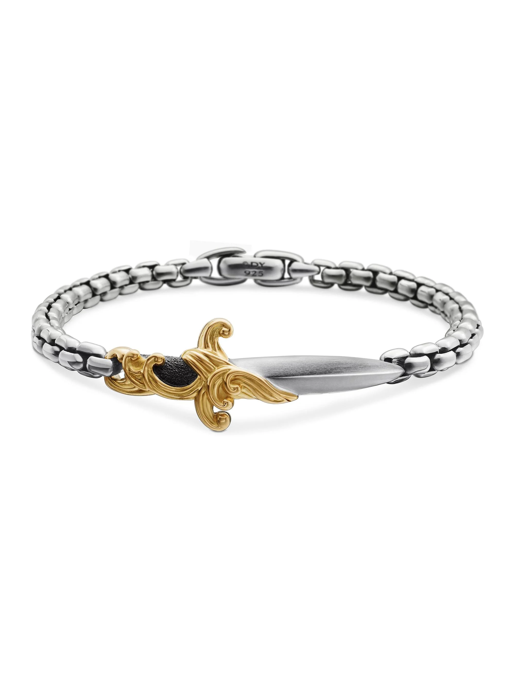 Men's Waves Dagger Bracelet with 18K Yellow Gold and Sterling Silver - Silver - 1