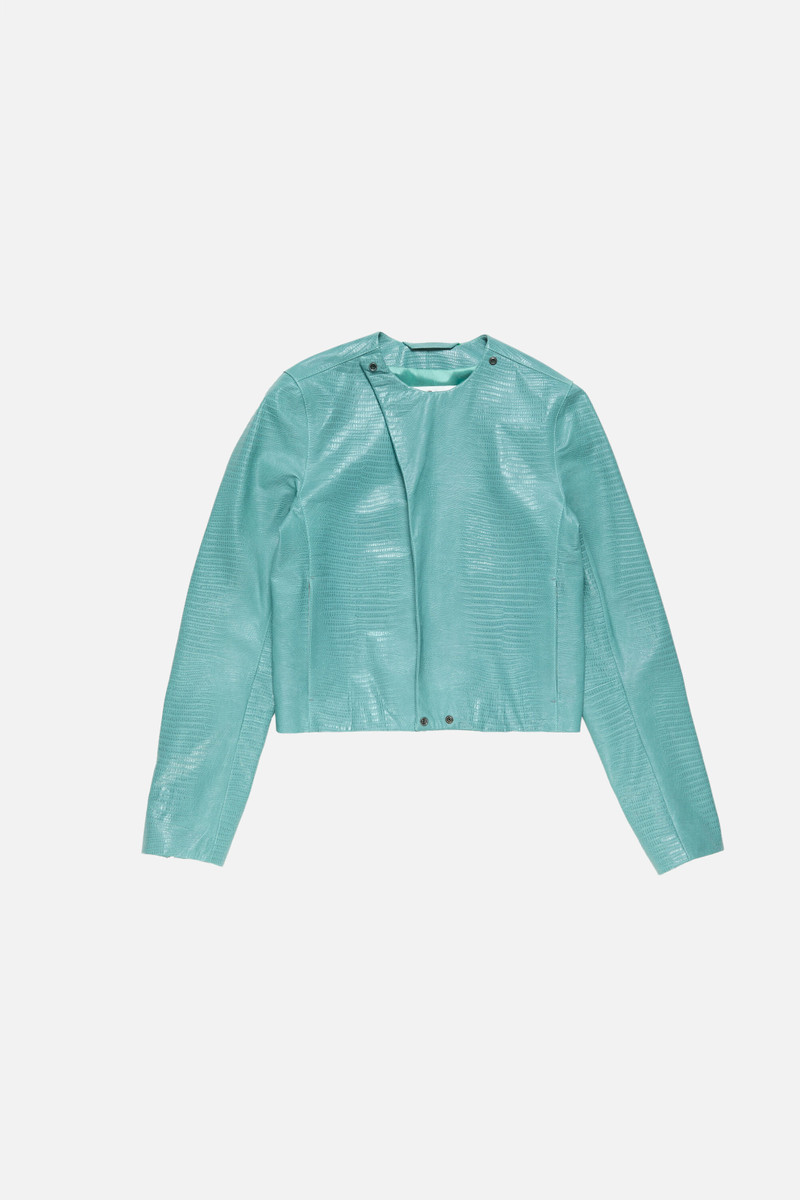 Lizard leather biker jacket - Azure Blue 1