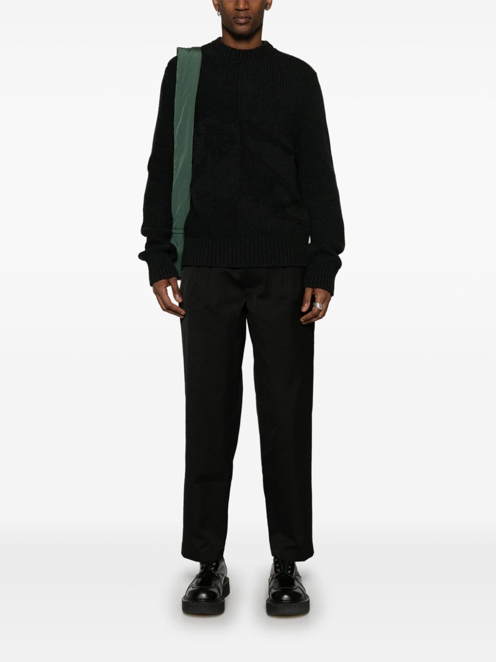 logo-jacquard cashmere jumper - 2