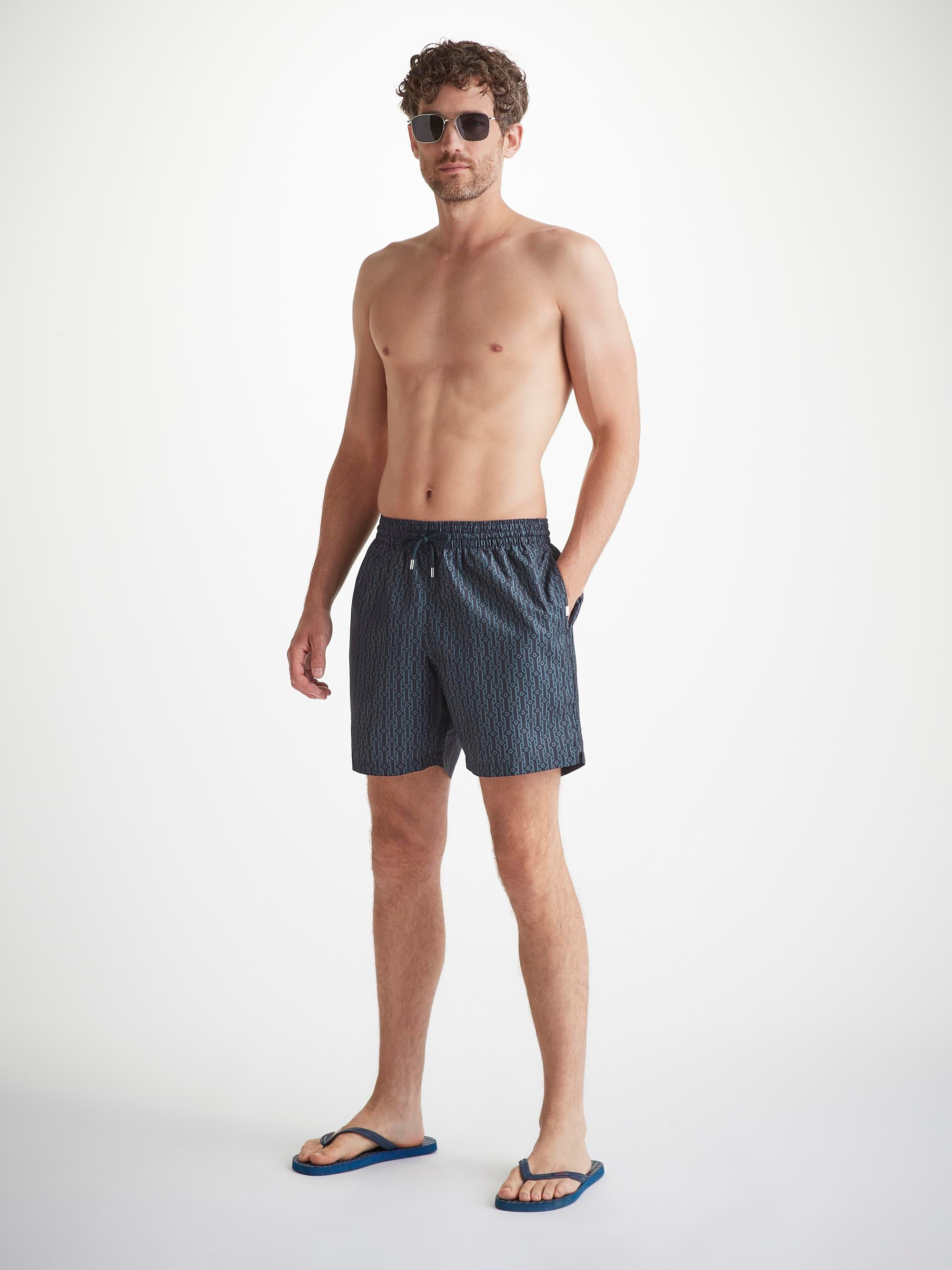 Men's Swim Shorts Navy Rope Print - 3