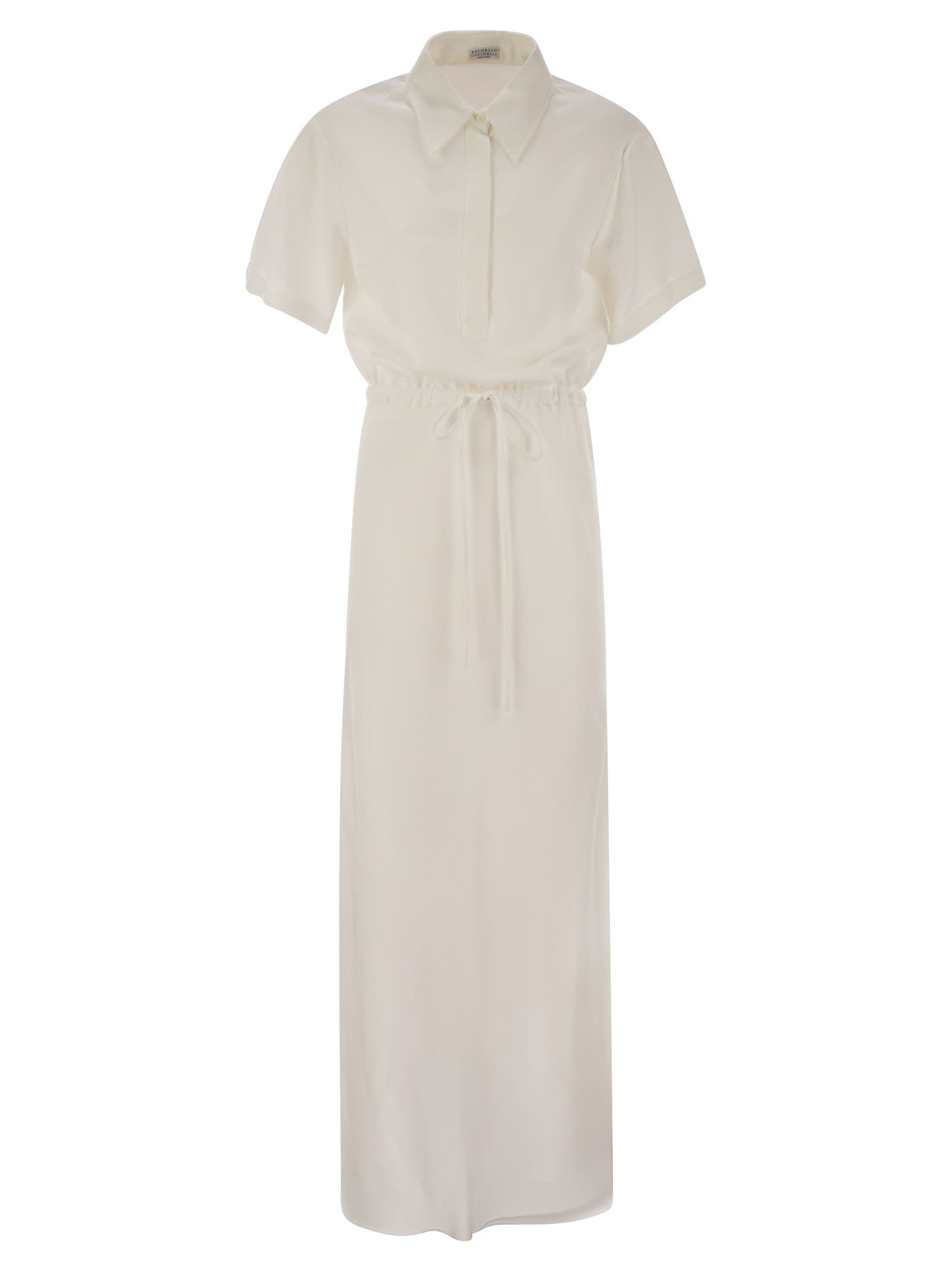 Brunello Cucinelli Women Fluid Viscose And Linen Twill Dress With Necklace - 1