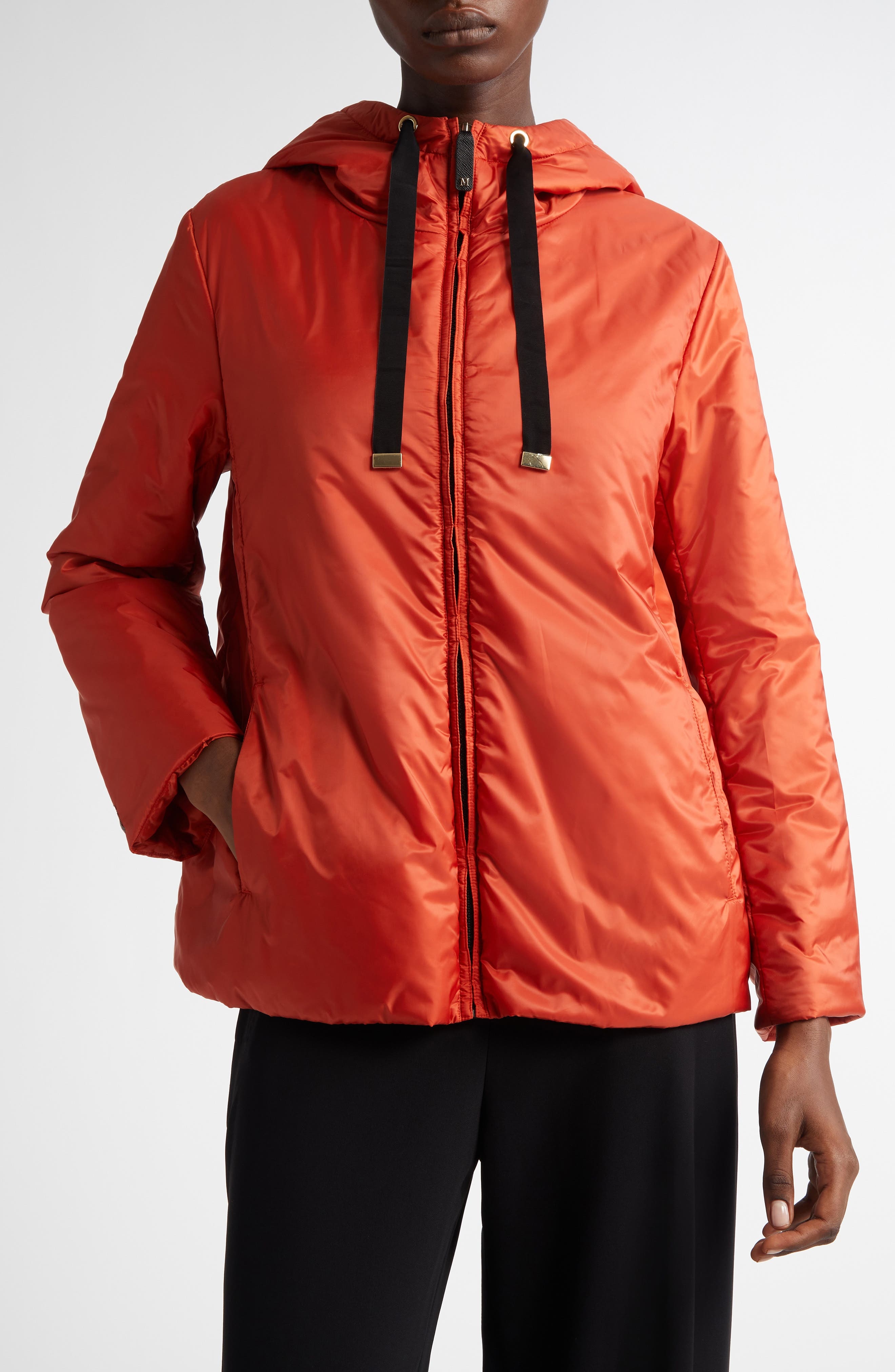 Max Mara GreenH Insulated Hooded Jacket in Orange at Nordstrom - 1