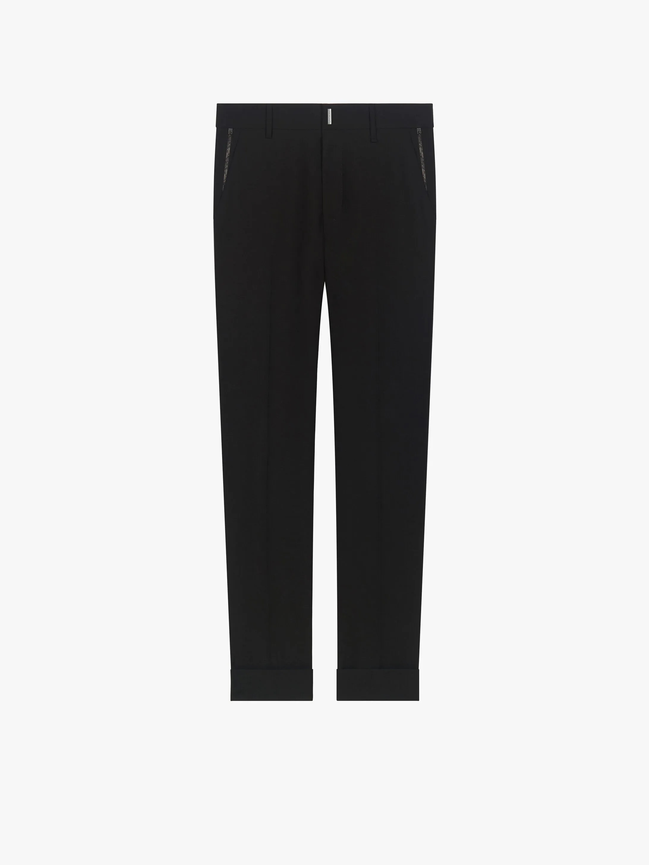SLIM FIT PANTS IN WOOL WITH METALLIC DETAILS - 1
