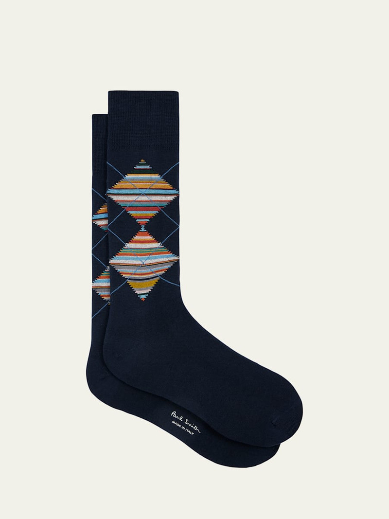 Men's Argyle Signature Stripe Crew Socks 1