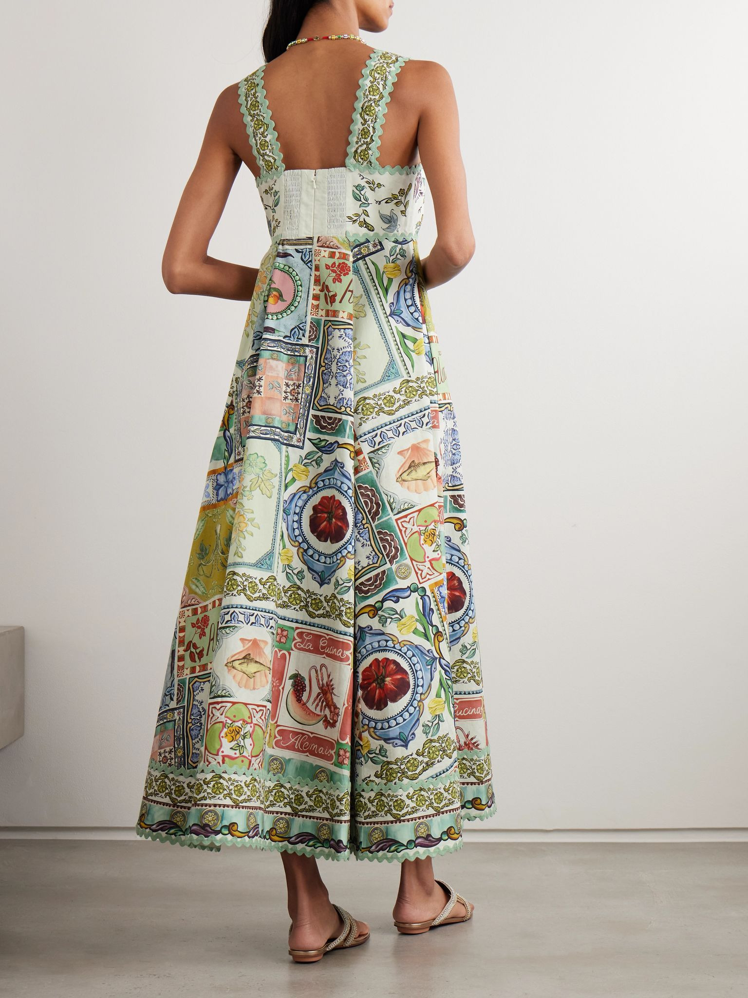 Tommasina ric rac-trimmed printed cotton-poplin maxi dress Multi - 3