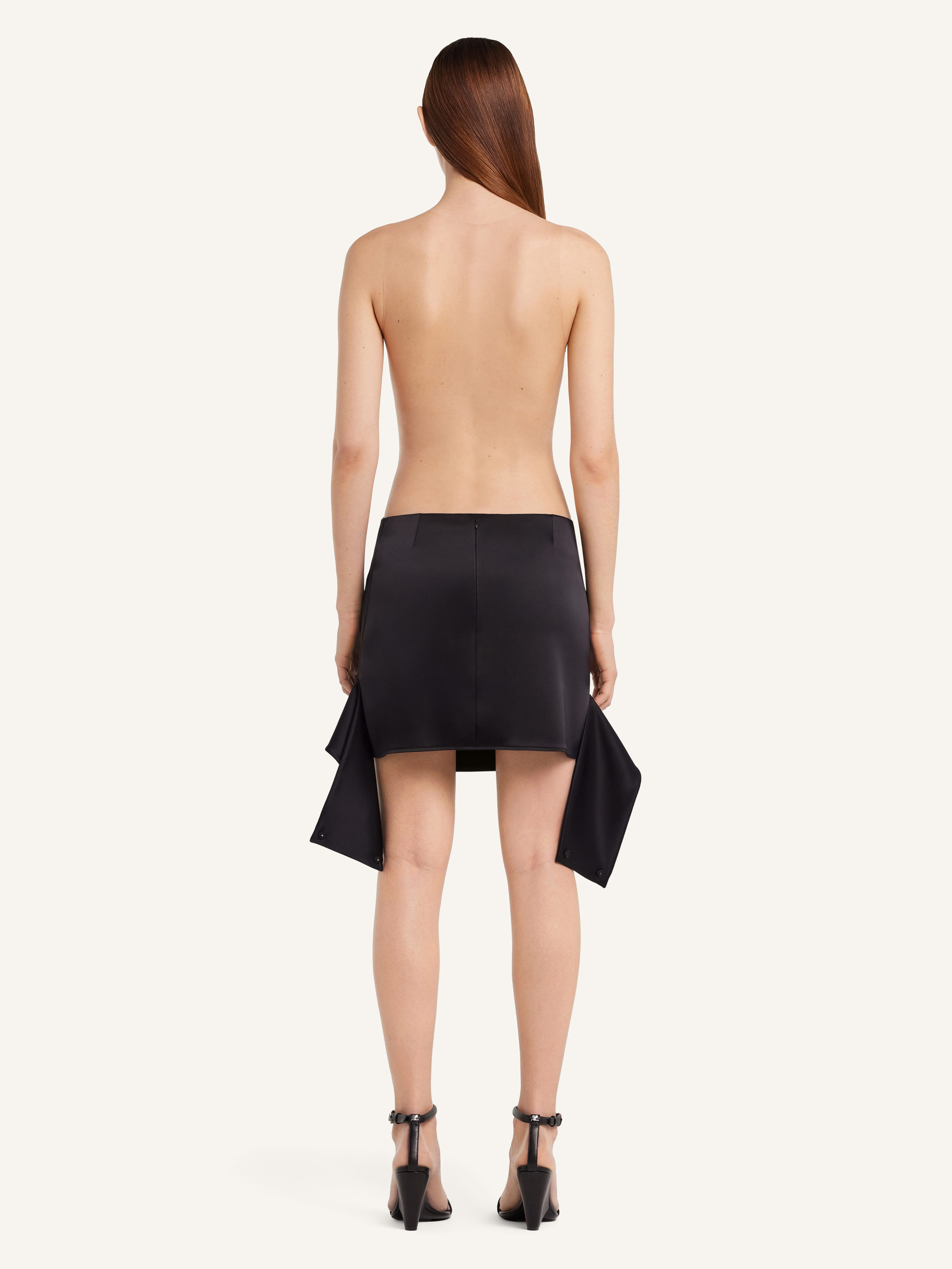 REVERSED BELT SATIN MINI SKIRT - 4