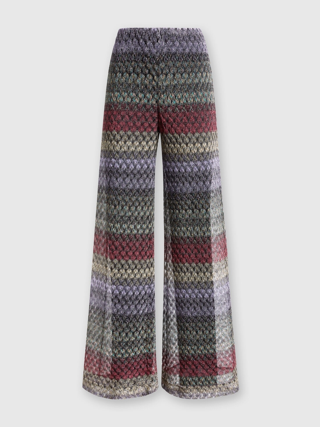 Palazzo-pants with lamé lace motif - 1
