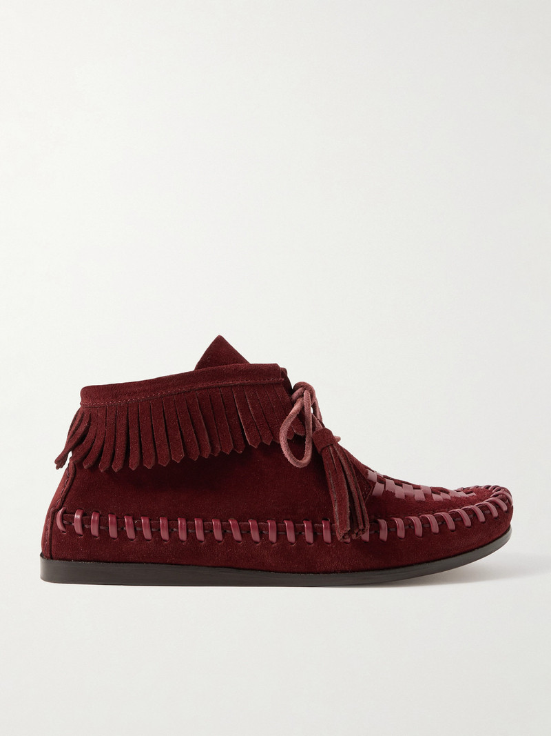 Felsa Fringed Tasseled Leather-trimmed Suede Ankle Boots - 1