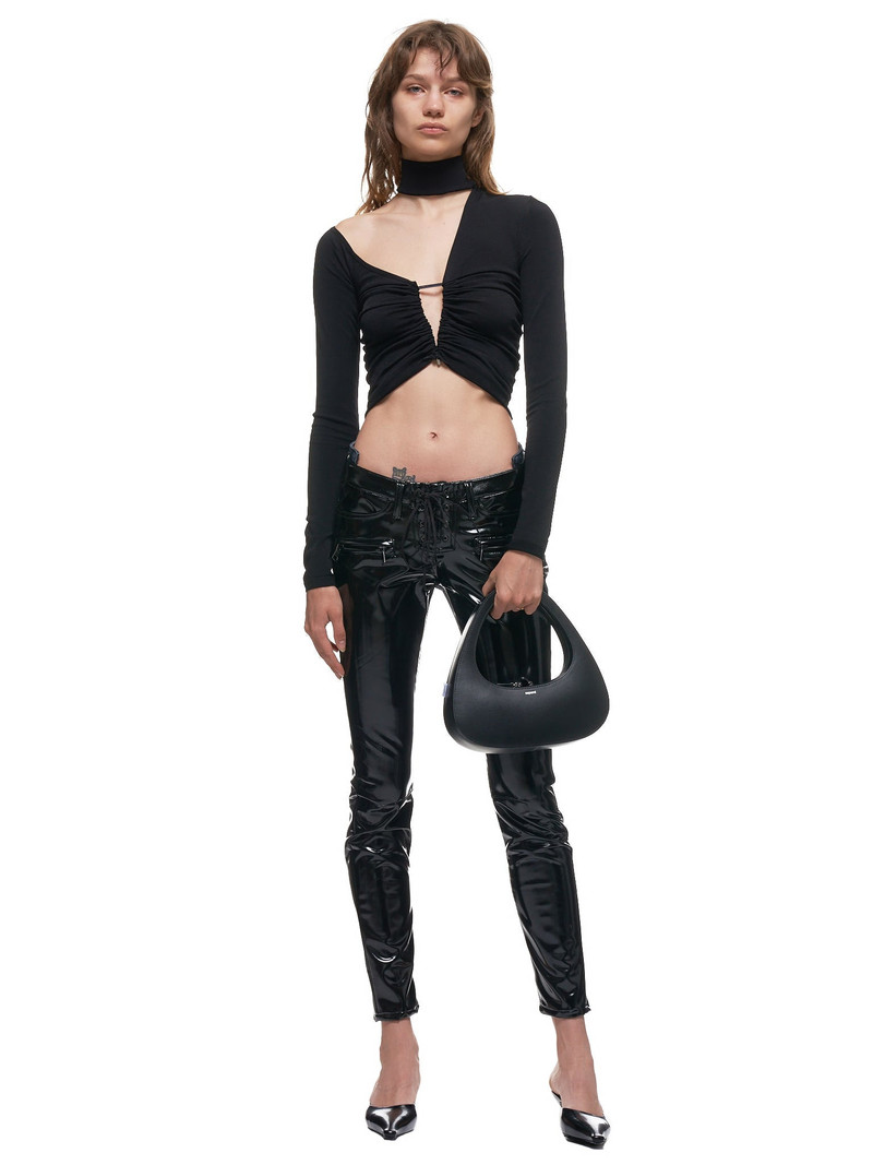 Unravel Lace-Up Latex Skinny Jeans outlook
