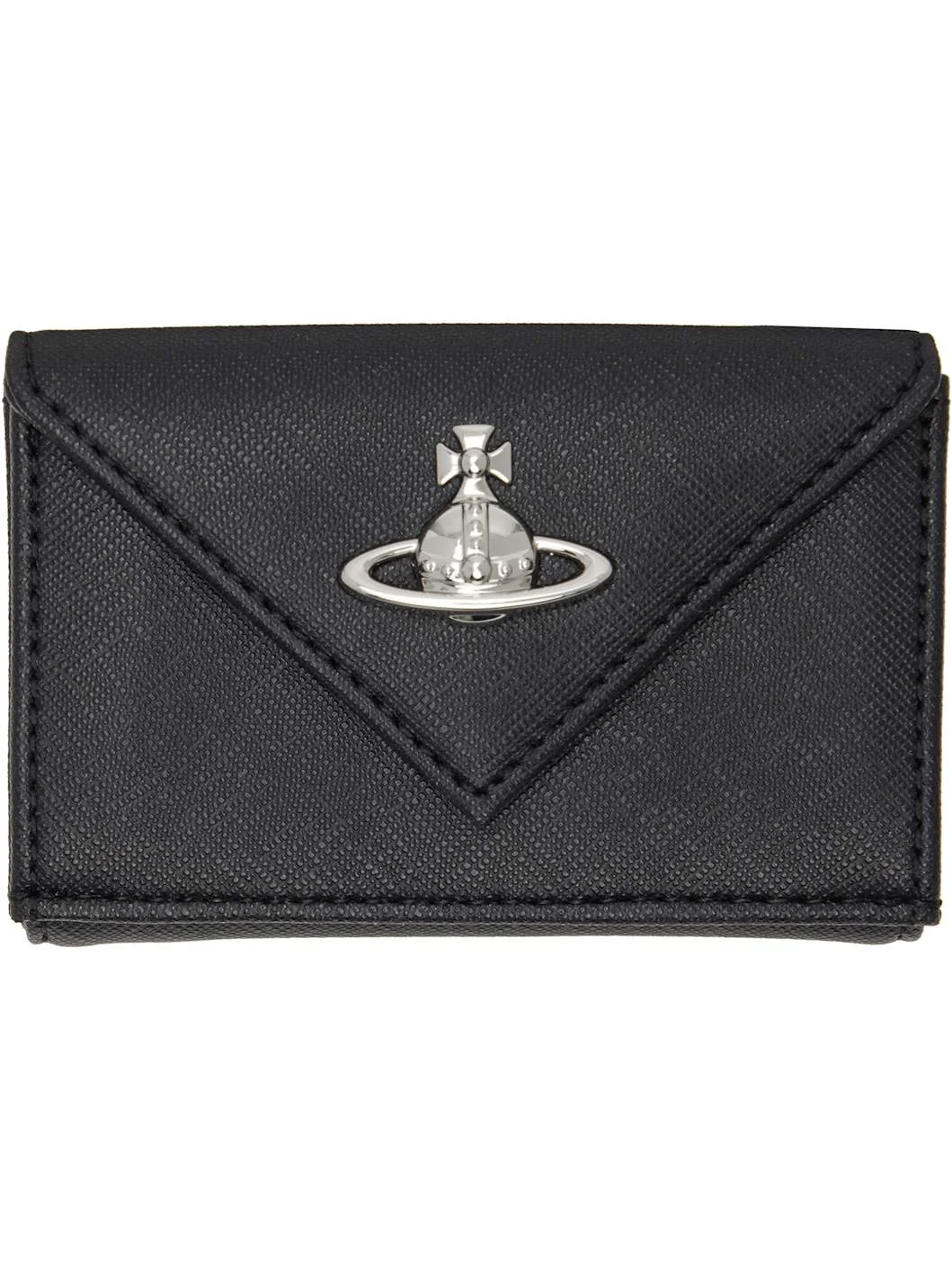 Black Envelope Billfold Faux-Leather Wallet - 1