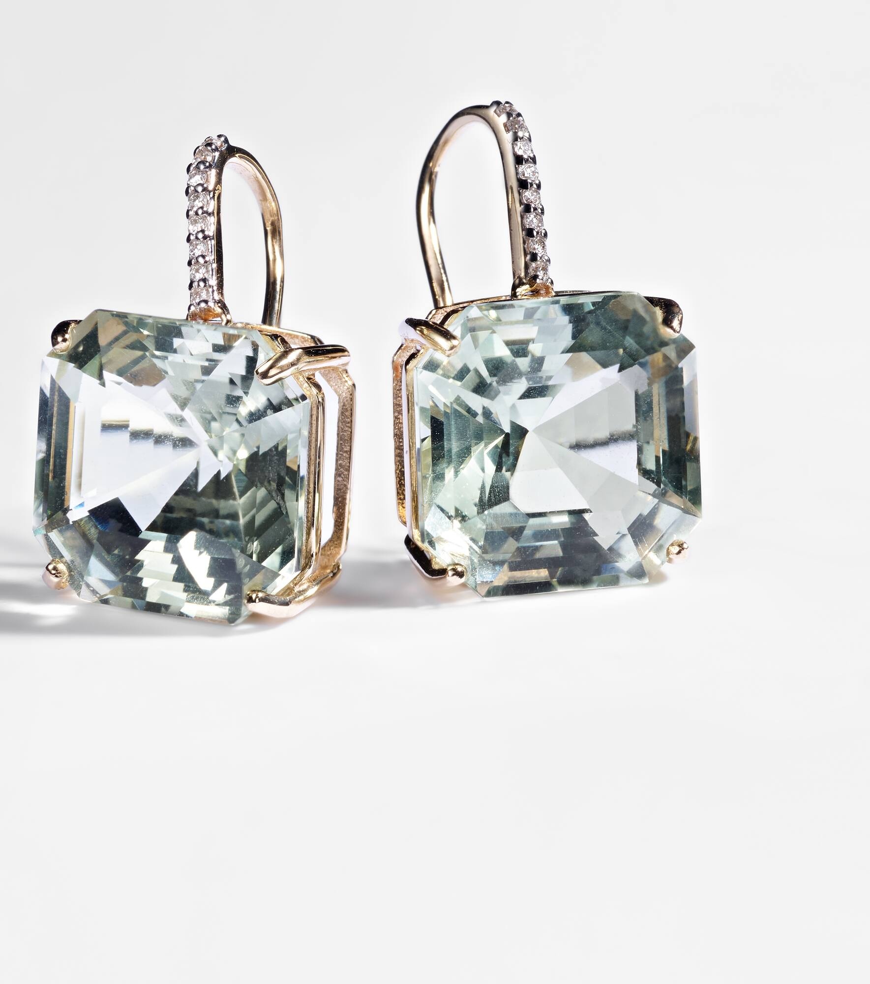 14kt gold earrings with amethysts and diamonds - 5