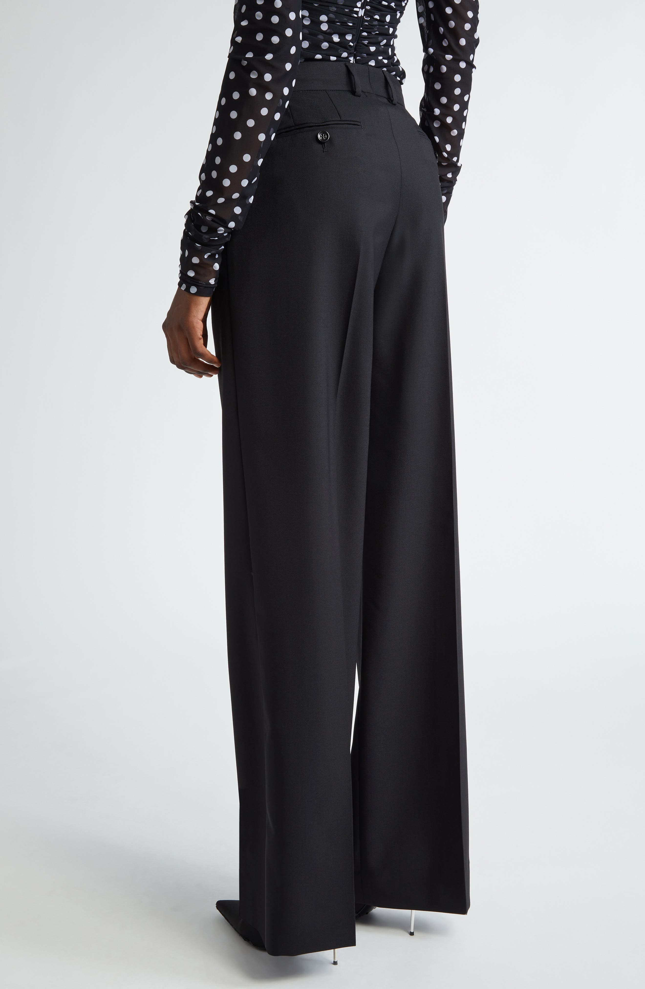Dolce&Gabbana Wool Flare Leg Pants in N0000 Nero at Nordstrom - 3