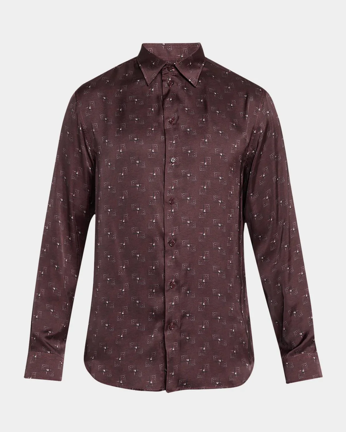 Men's Overlapping Square Silk Button-Front Shirt - 1