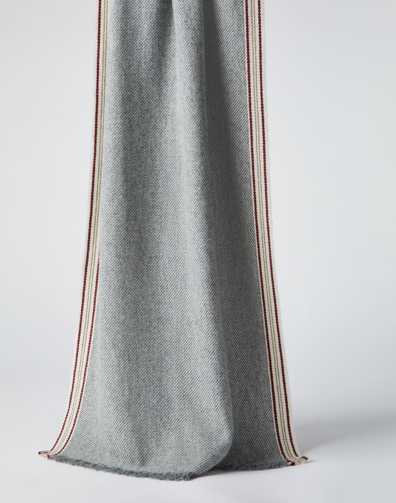 Cashmere scarf with striped edge 1