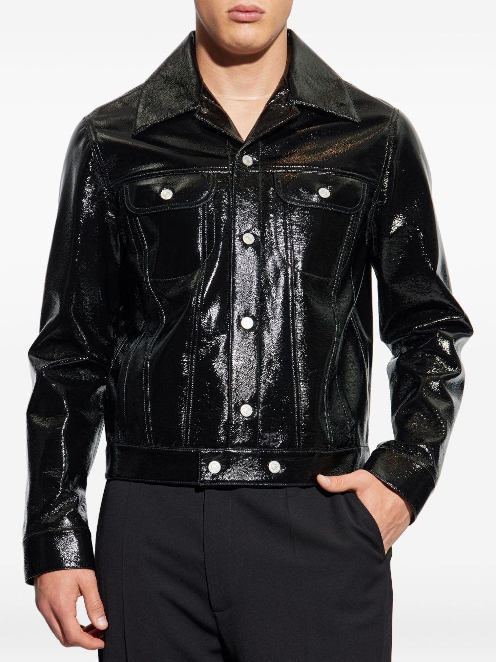 high-shine button-fastening jacket - 3