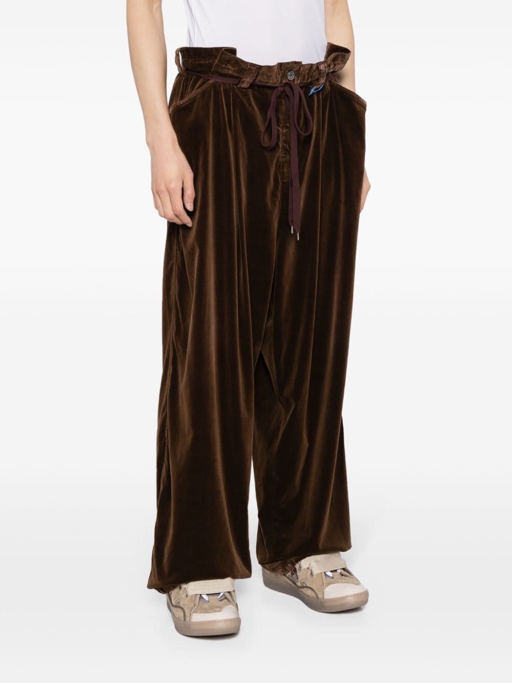 wide-leg velvet trousers - 3