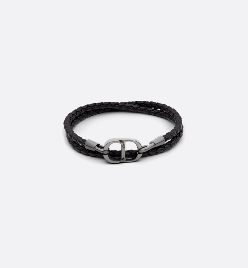 CD Icon Braided Leather Double Bracelet 1