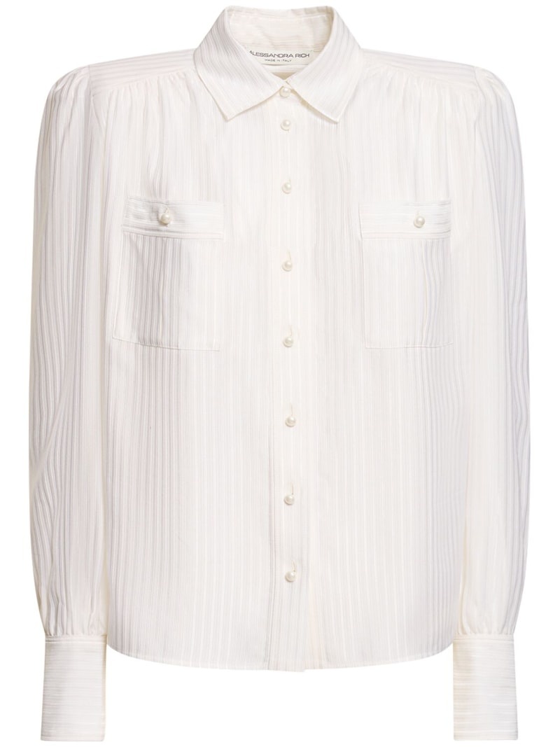 Silk jacquard shirt w/pockets - 1