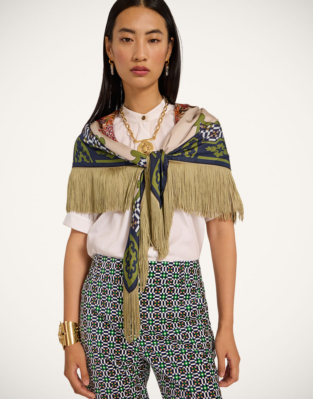 Reversible Fringe Carré Scarf - 4