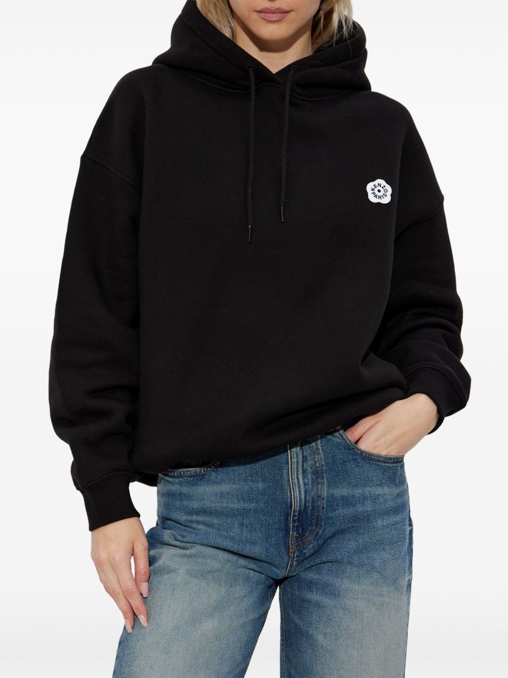 logo-embroidery cotton hoodie - 3
