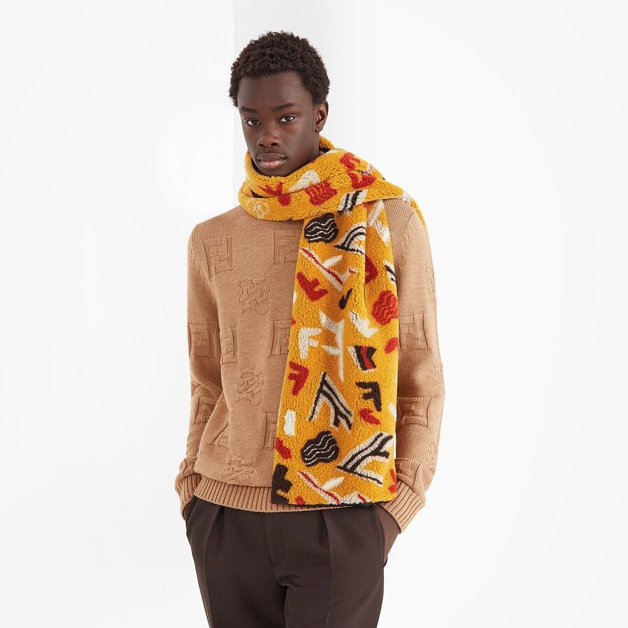 Yellow teddy fabric scarf - 3
