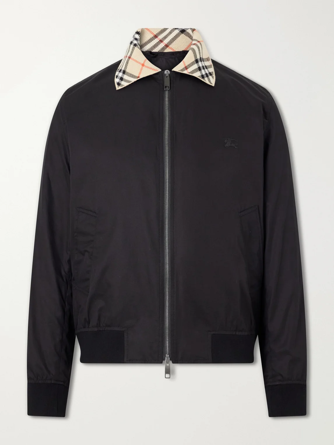 Checked Logo-Embroidered Cotton Blouson Jacket - 1