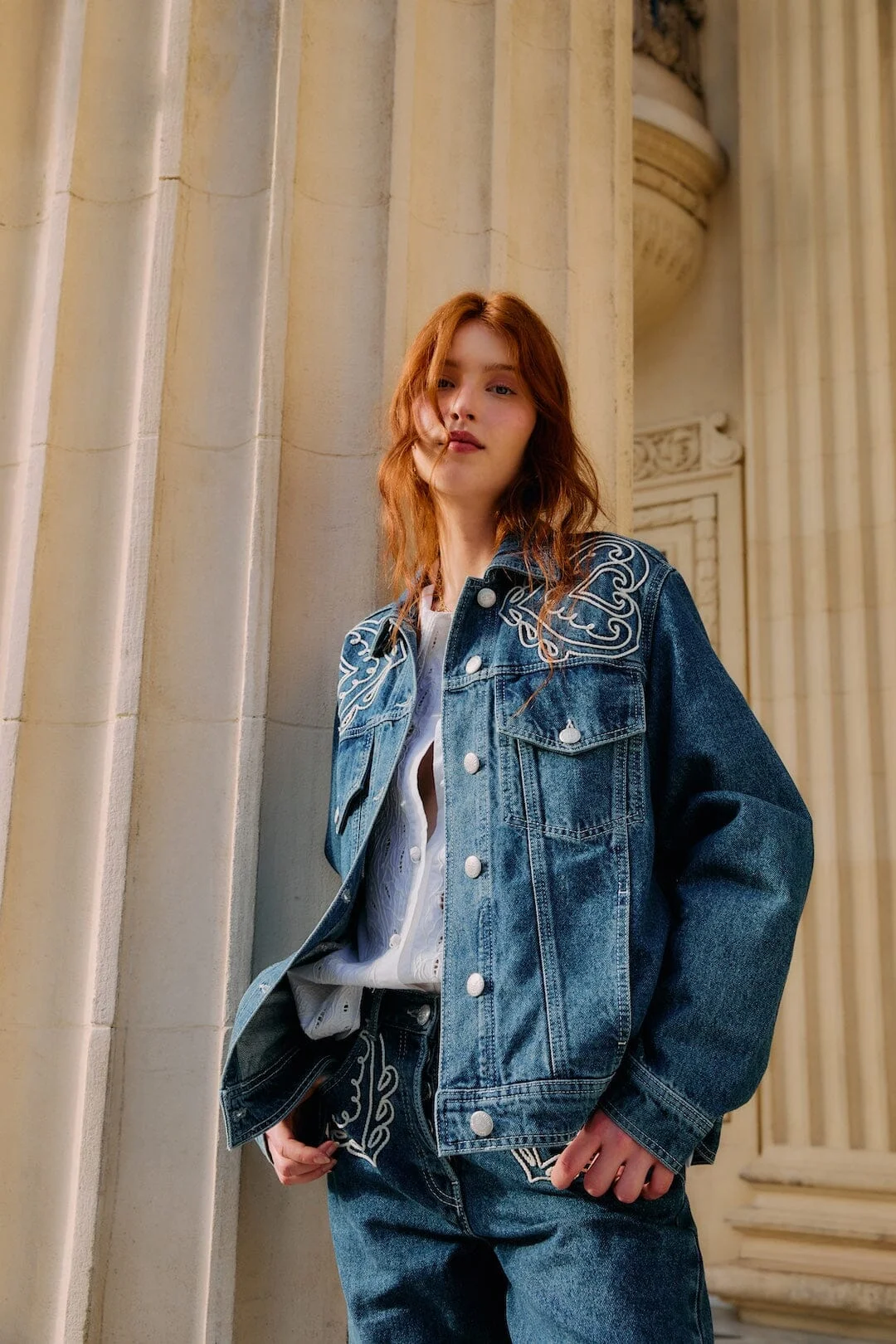 Denim Cornely Buttoned Embroidered Jacket - 1