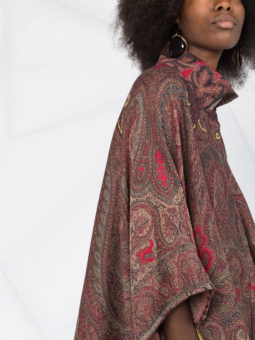 paisley print poncho jacket - 3