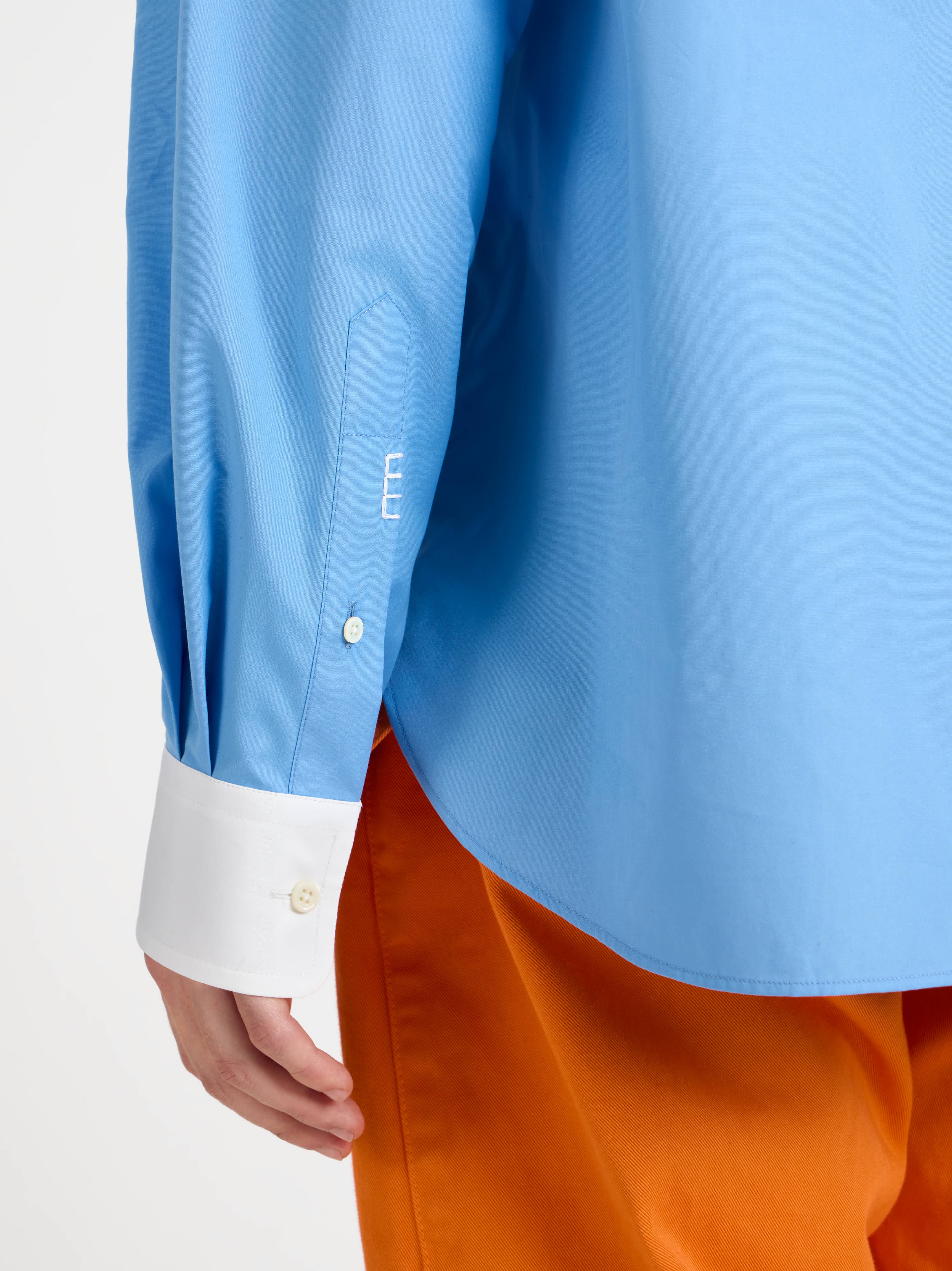 CONTRAST COLLAR DRESS SHIRT IN CORNFLOWER BLUE - 6