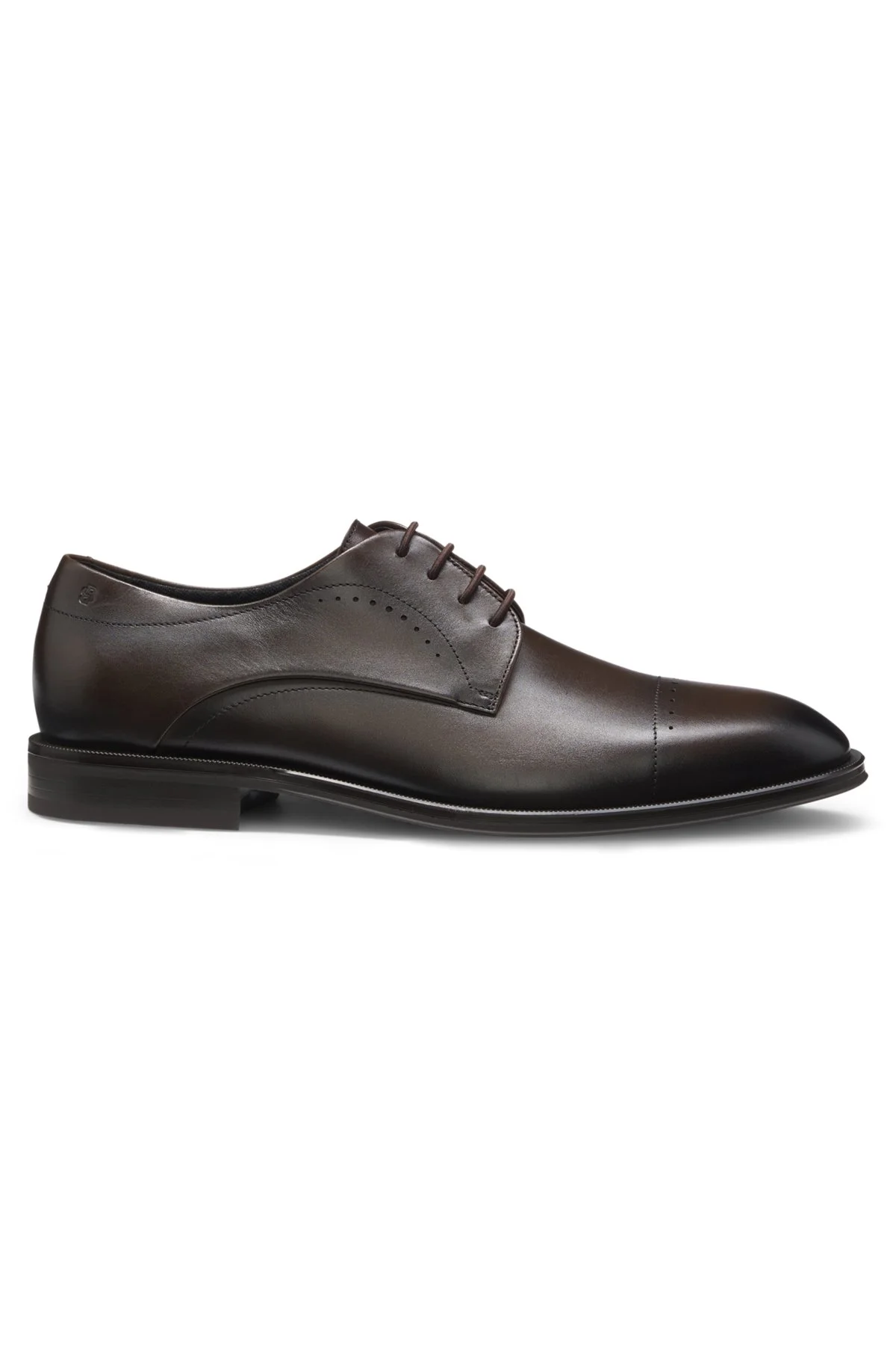 ITALIAN-MADE DERBY SHOES IN LEATHER WITH CAP TOE - 1