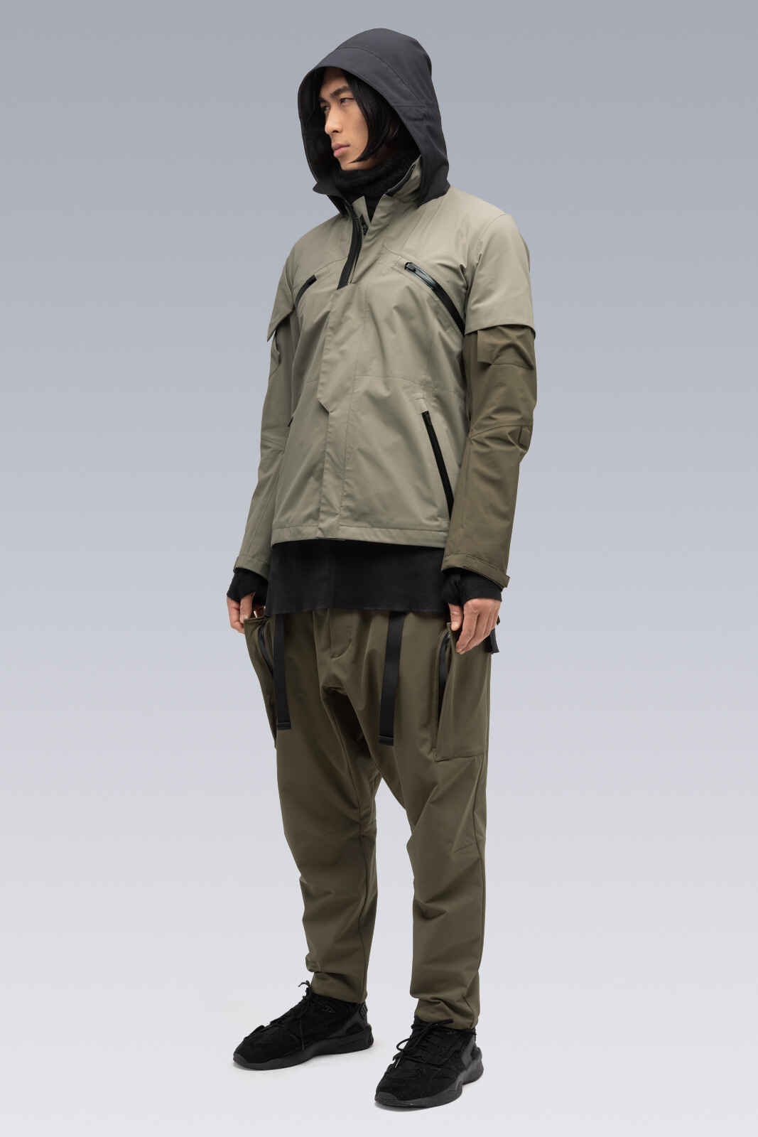 J1B-GT 3L Gore-Tex Pro Interops Jacket Dust / RAF Green (2 hoods: Dust & Black) - 3